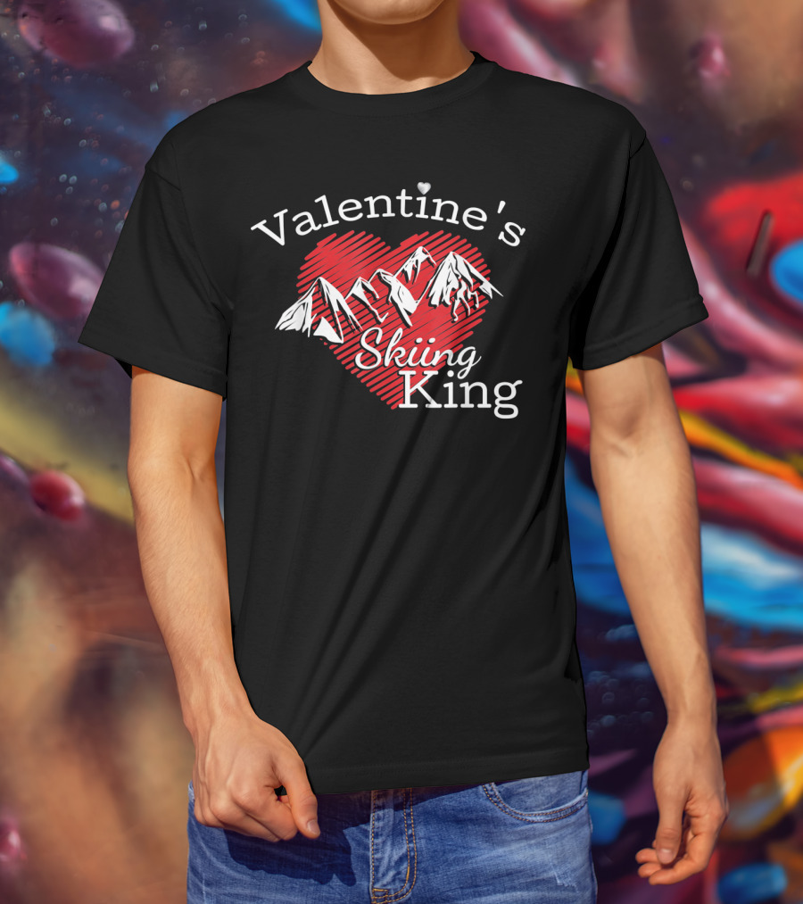 Valentine's Skiing King Across The Mountain T-Shirt