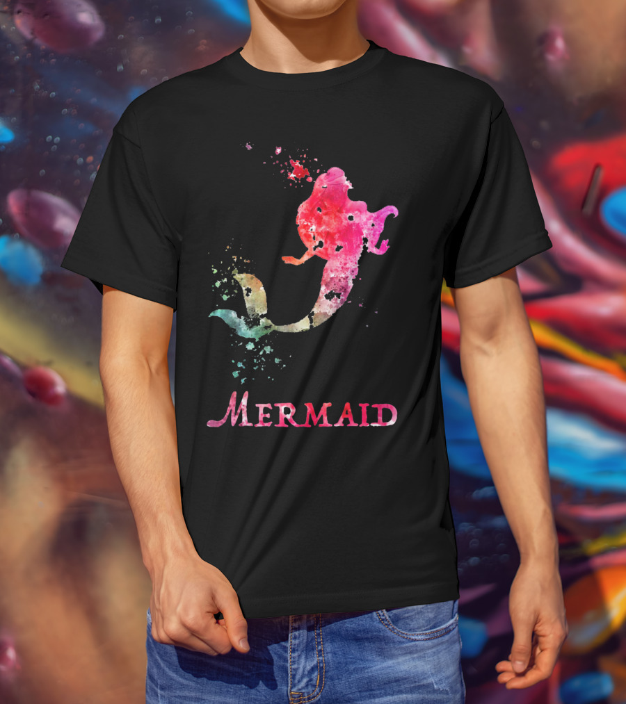 Mermaid Valentines Day Pink Rainbow Splash T-Shirt