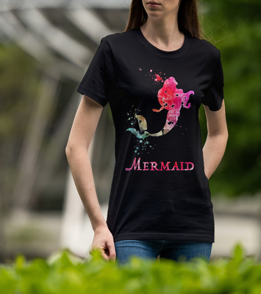 Mermaid Valentines Day Pink Rainbow Splash T-Shirt