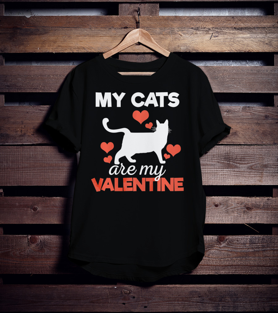 My Cats Are My Valentine Cute Kitten Hearts T-Shirt