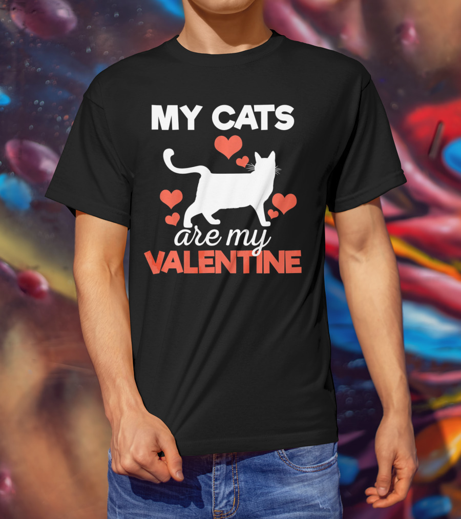 My Cats Are My Valentine Cute Kitten Hearts T-Shirt