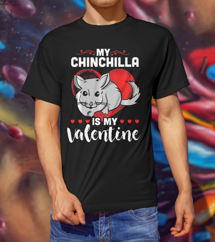 My Chinchilla Is My Valentine Red Heart T-Shirt
