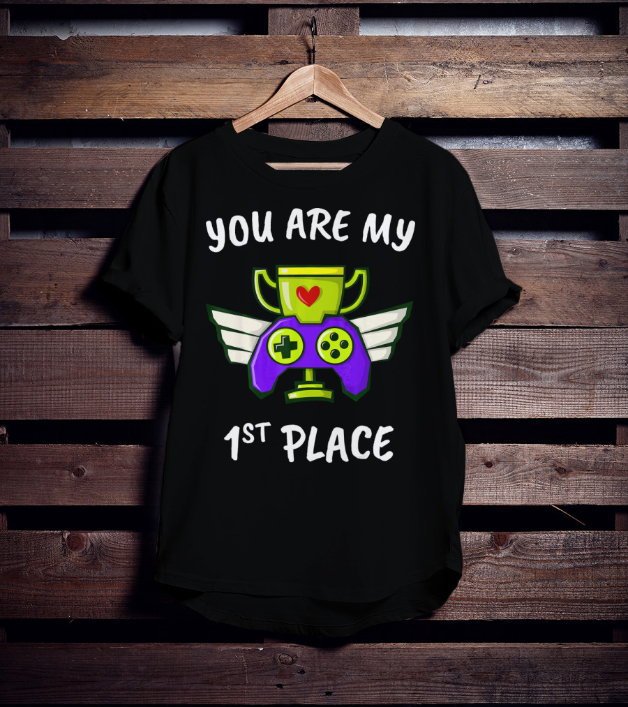 You Are My 1st Place Valentines Day Trophy Game Controller With Wings T-Shirt