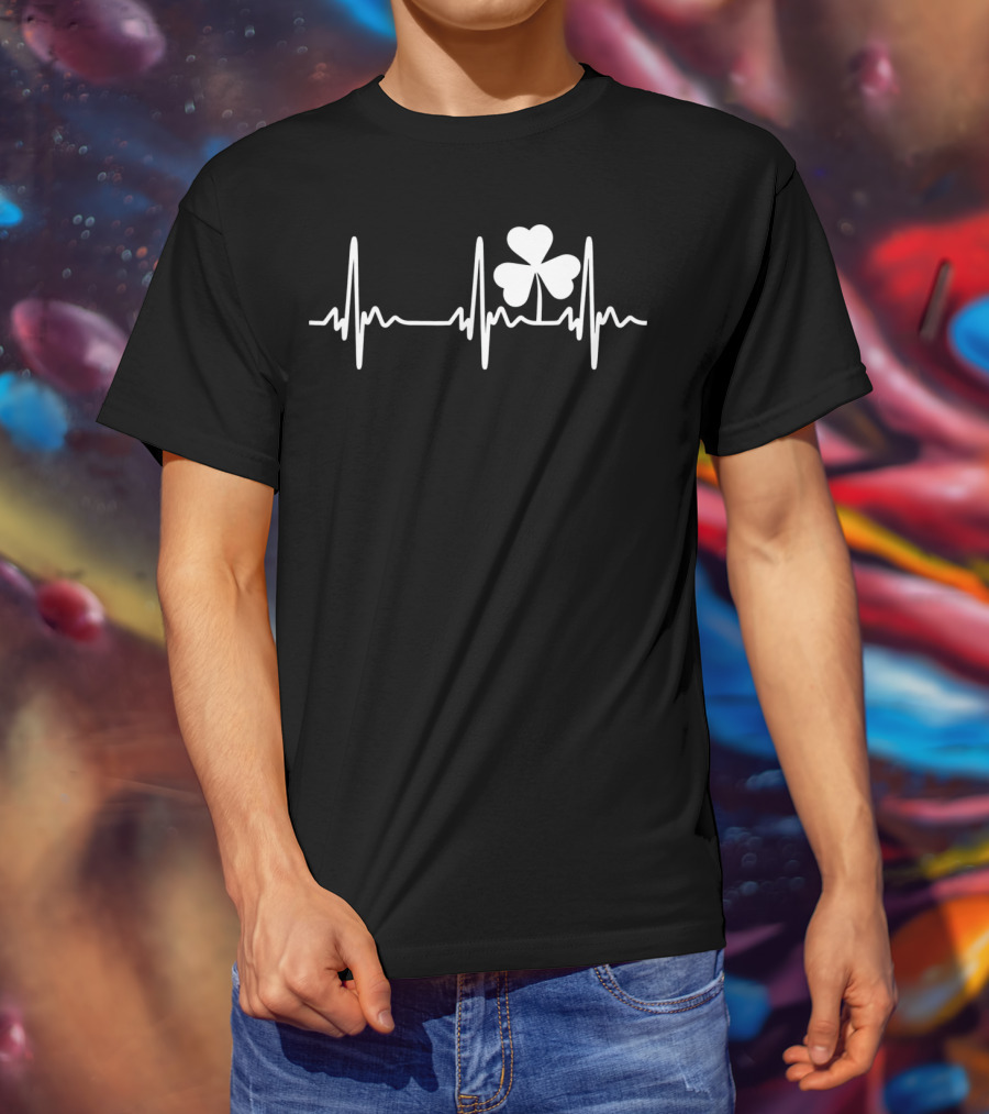 Ireland Heartbeat Clover St. Patrick's Day T-Shirt