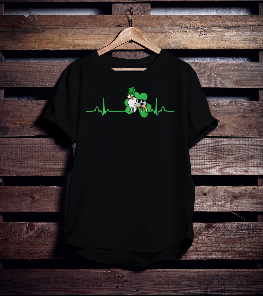 Heartbeat St. Patrick's Clover Aussie Dog T-Shirt