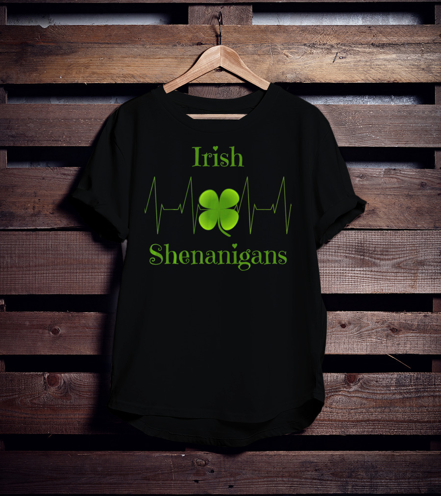 Irish Shamrock Shenanigans Heartbeat T-Shirt