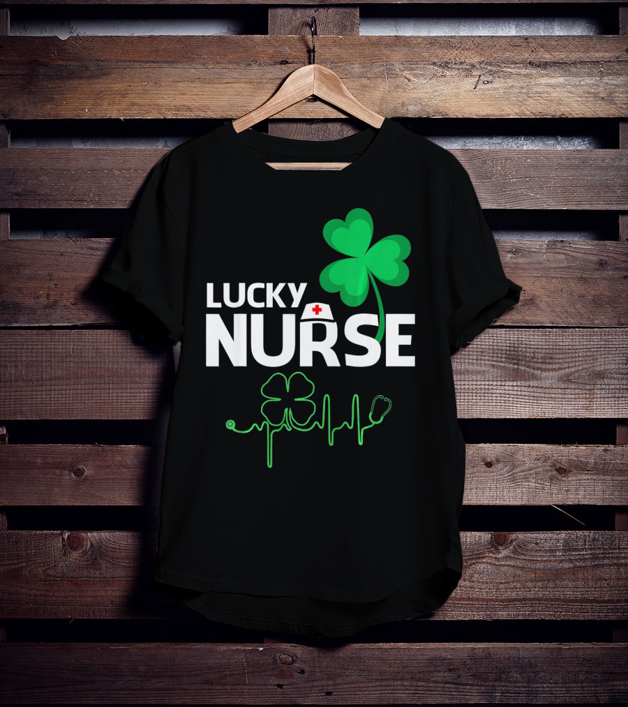 Lucky Nurse Shamrock Heartbeat St. Patricks Day T-Shirt