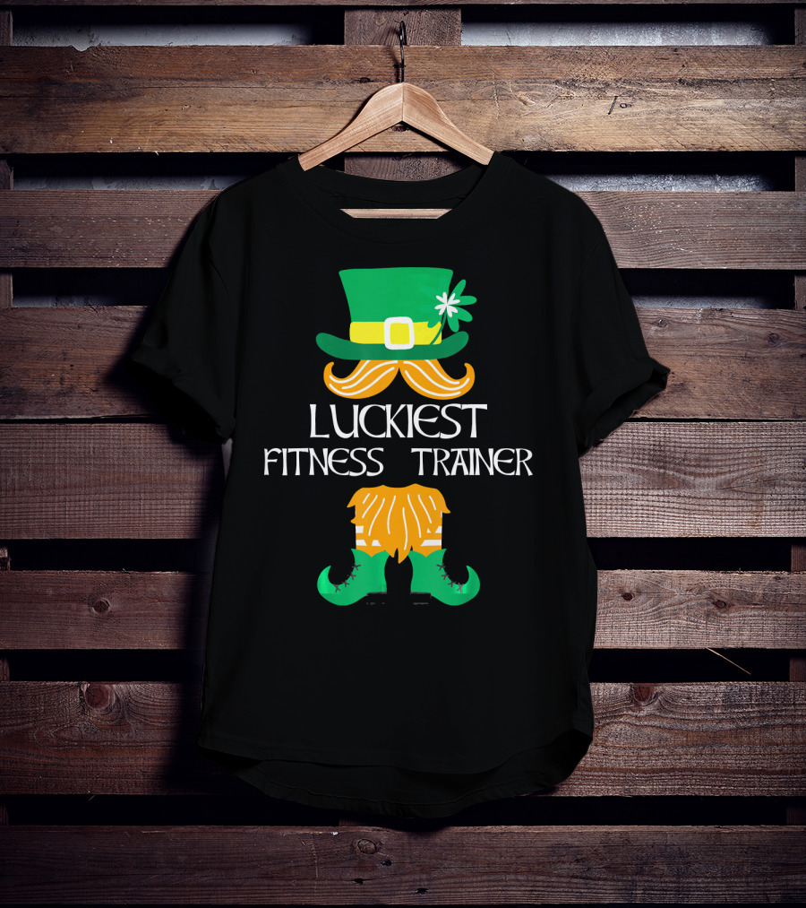 Luckiest Fitness Trainer Leprechaun Shamrock Hat And Boots T-Shirt