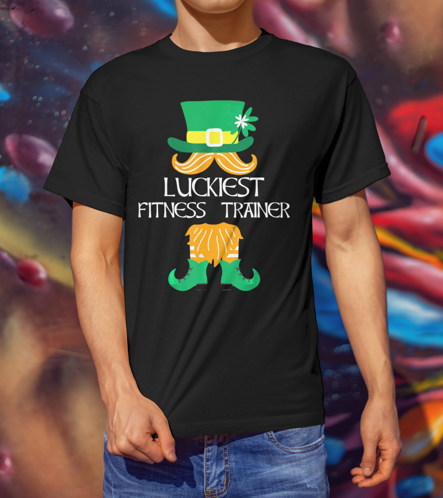 Luckiest Fitness Trainer Leprechaun Shamrock Hat And Boots T-Shirt