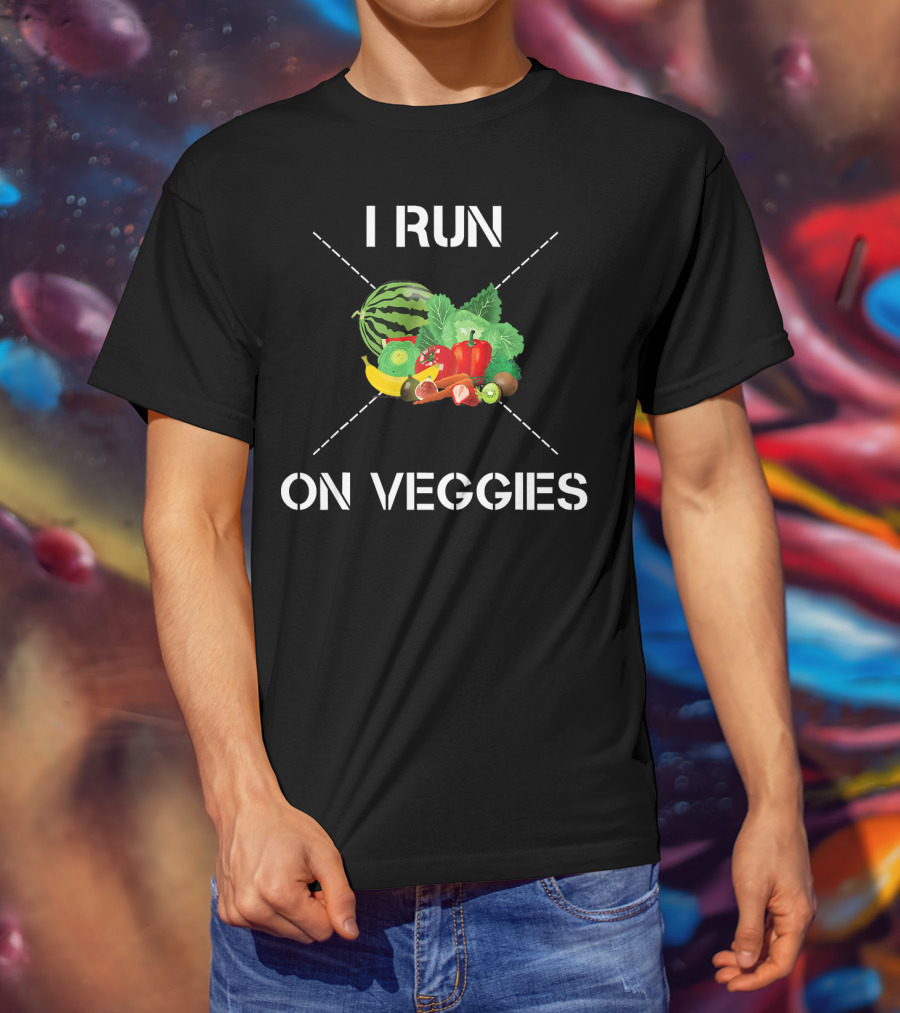 I Run On Veggies Vegetarian Veggies Watermelon Salad Fresh Healthy Diet T-Shirt