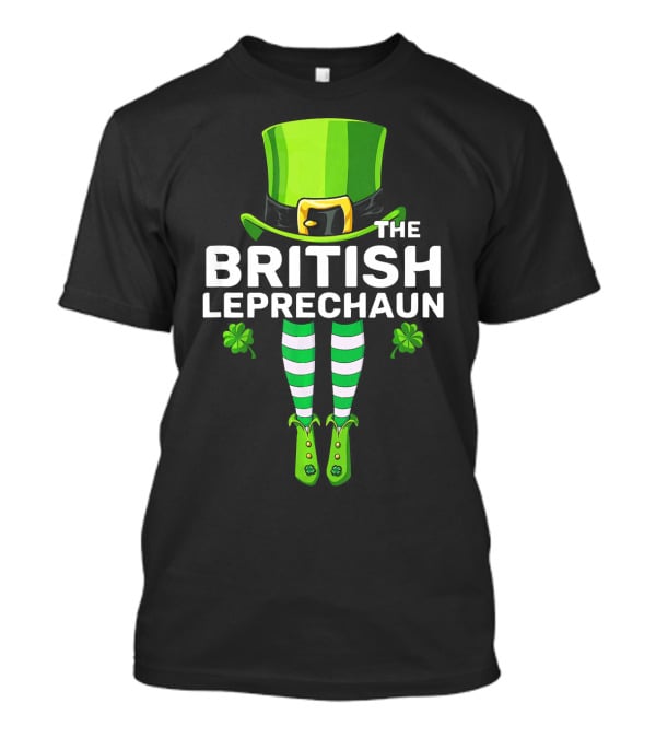 The British Leprechaun Matching Costume With Green Hat And Striped Socks T-Shirt