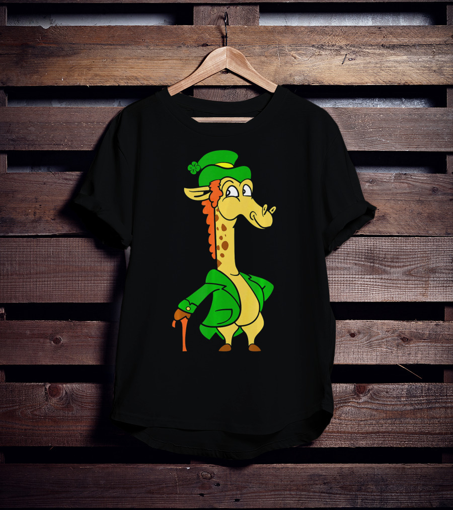 Funny Cool St. Patricks Day Giraffe Iris Leprechaun T-Shirt