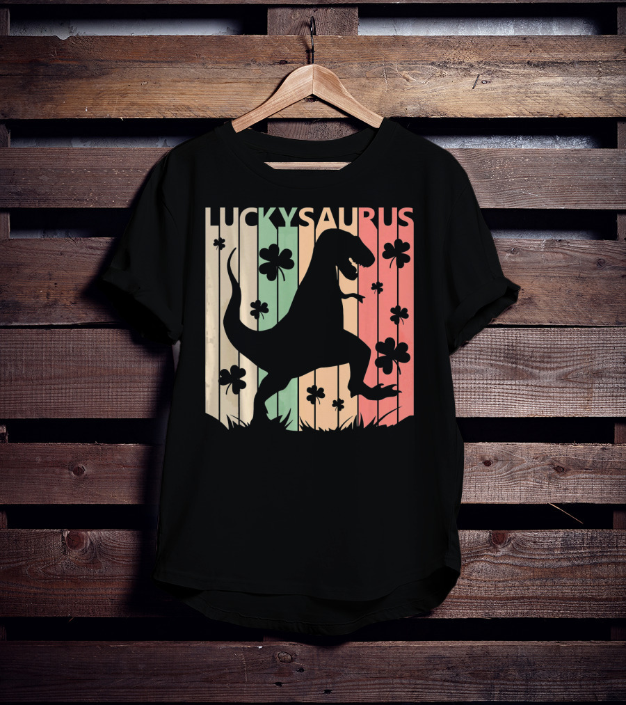Luckysaurus Dinosaur St Patrick's Day Clover Trend T-Shirt
