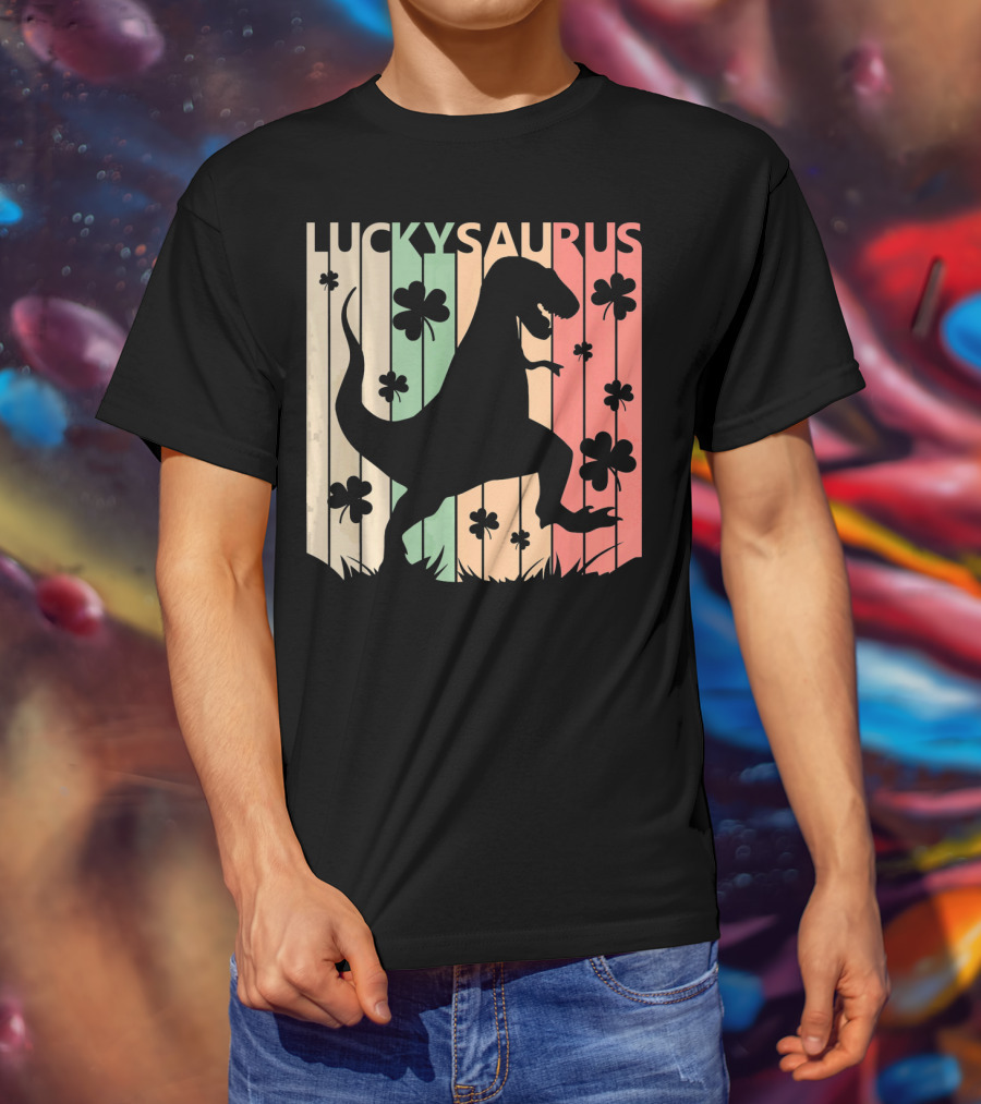 Luckysaurus Dinosaur St Patrick's Day Clover Trend T-Shirt