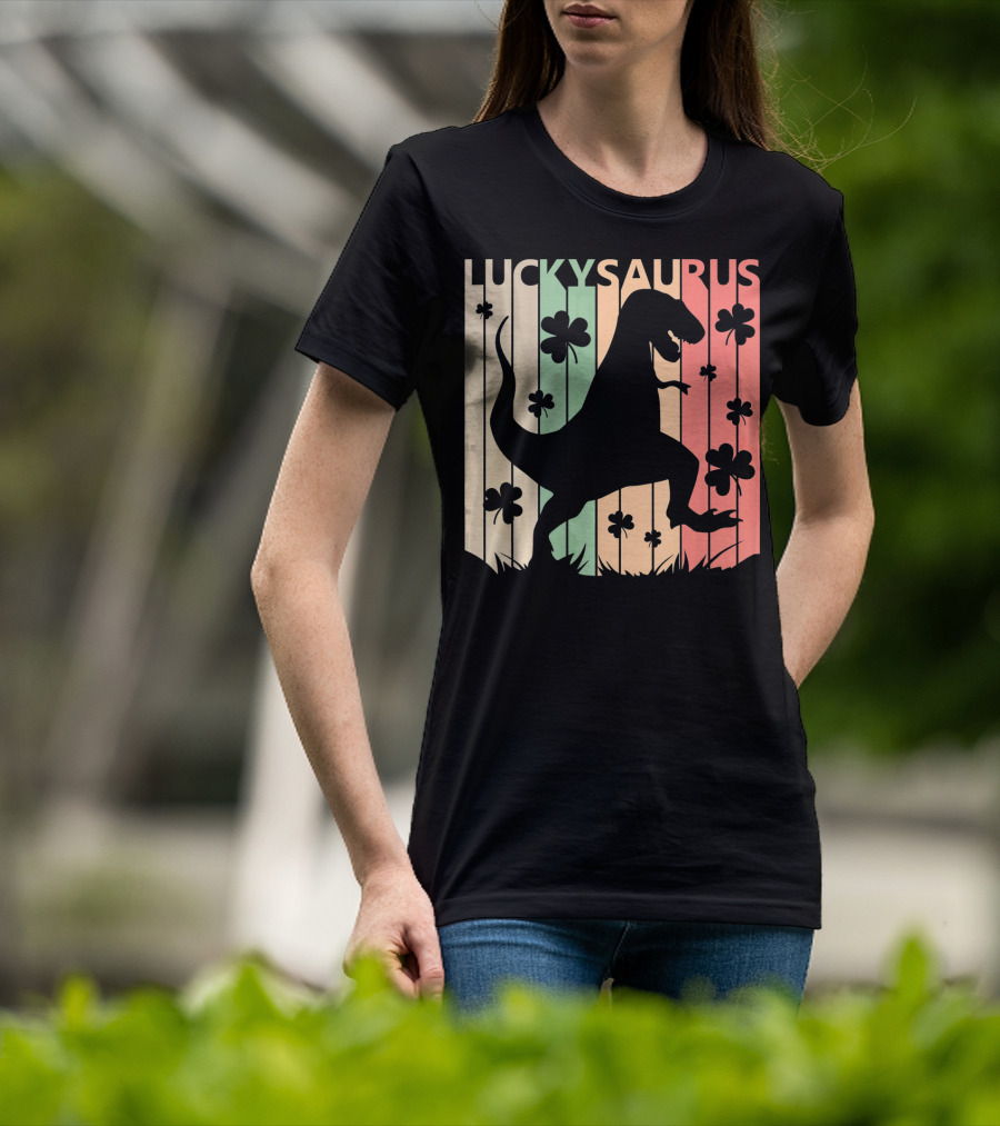 Luckysaurus Dinosaur St Patrick's Day Clover Trend T-Shirt