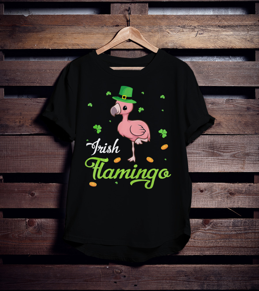 Irish Flamingo Leprechaun Shamrock Dance Coins T-Shirt