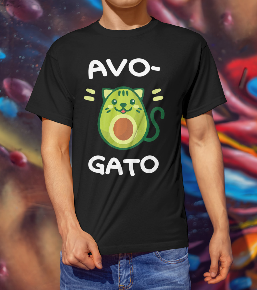AvoGato Funny Avocado And Cat Lover Vege Avocado Cat Cartoon T-Shirt