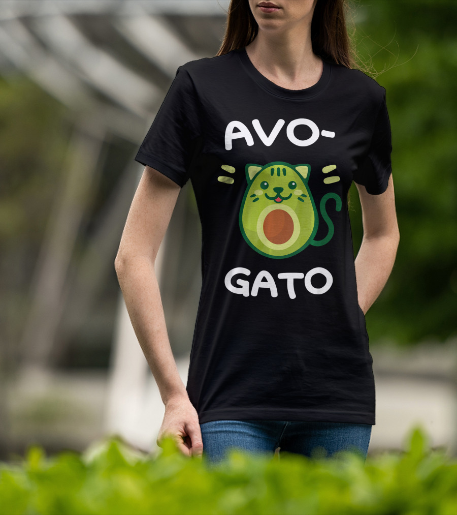 AvoGato Funny Avocado And Cat Lover Vege Avocado Cat Cartoon T-Shirt