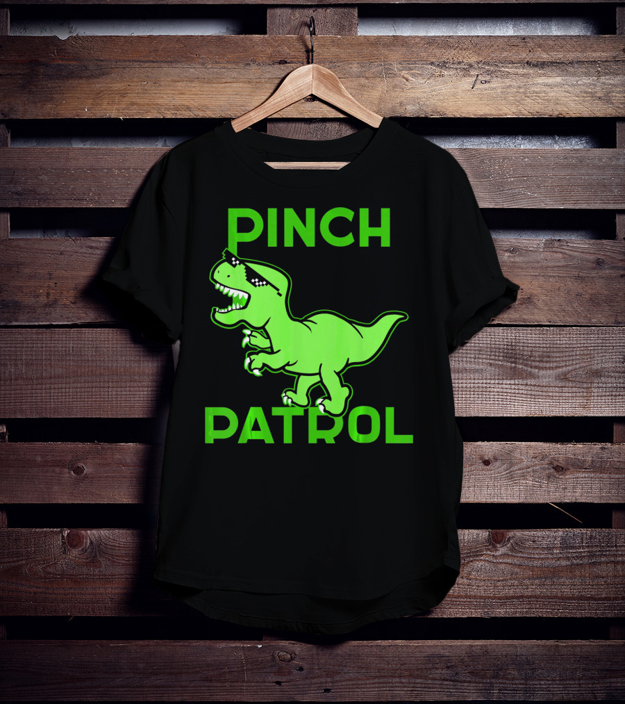 St Patrick Day Dinosaur Pinch Patrol Funny Green T-Rex Holiday T-Shirt