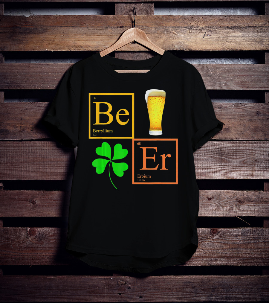 Beer Elements Beryllium Erbium Shamrock Glass T-Shirt