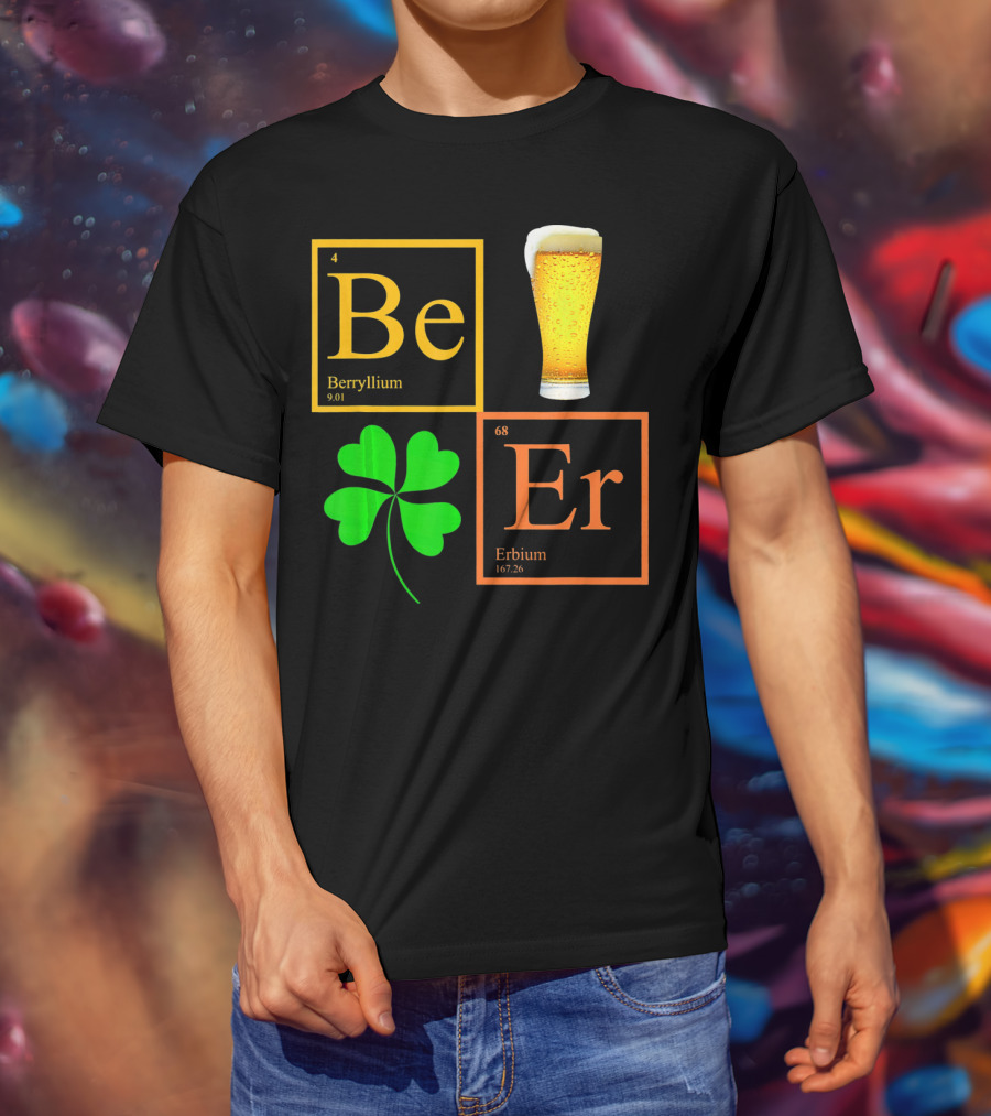 Beer Elements Beryllium Erbium Shamrock Glass T-Shirt