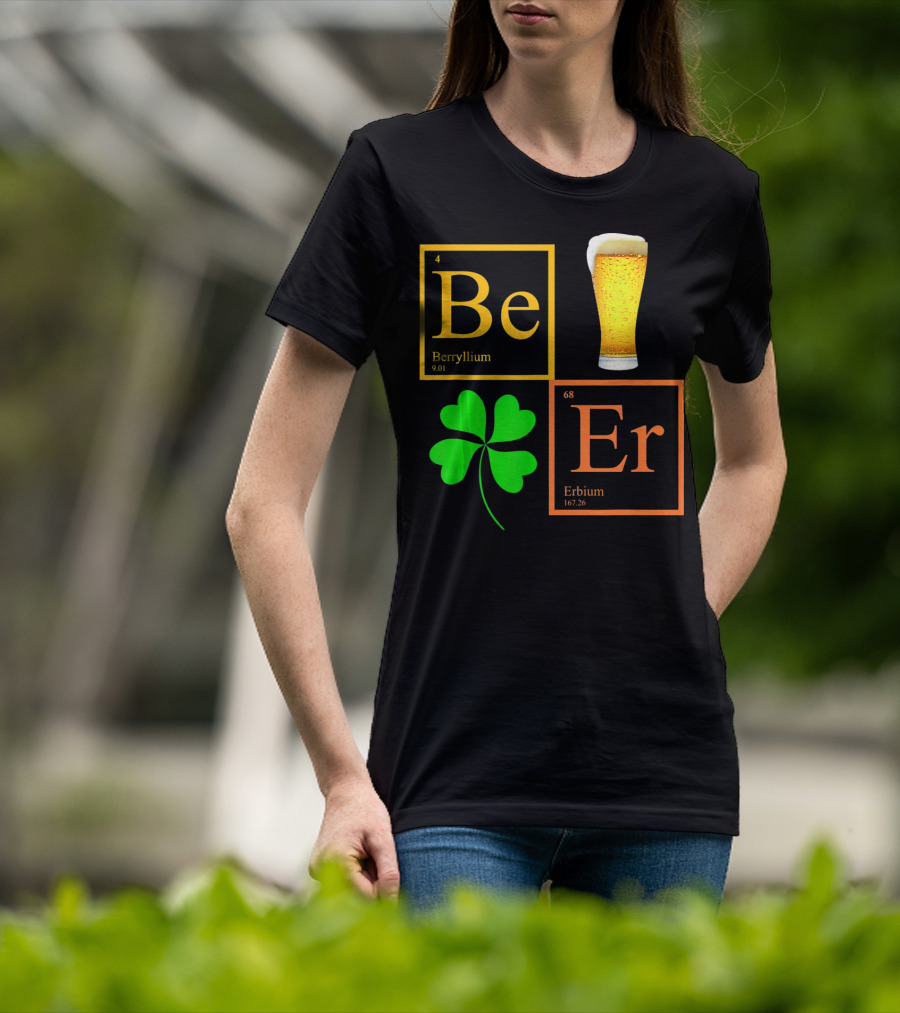 Beer Elements Beryllium Erbium Shamrock Glass T-Shirt