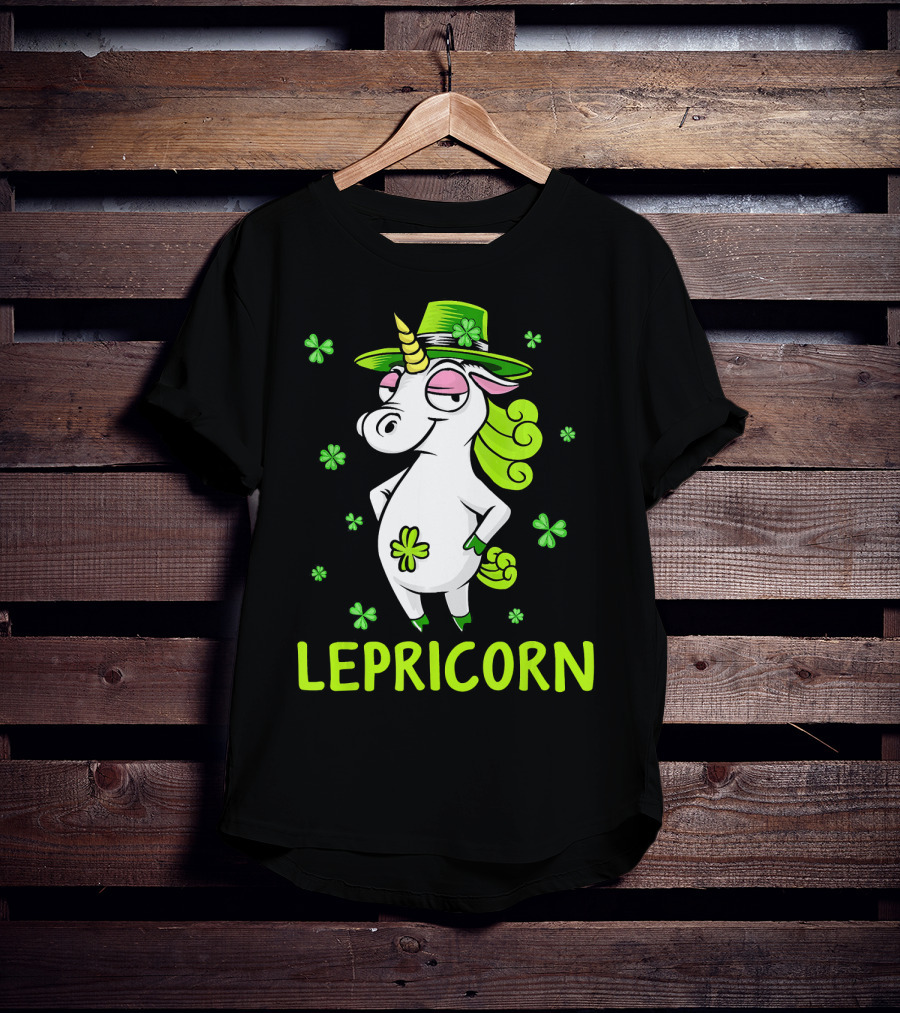 Lepricorn Leprechaun Unicorn St Pat Clover Hat T-Shirt