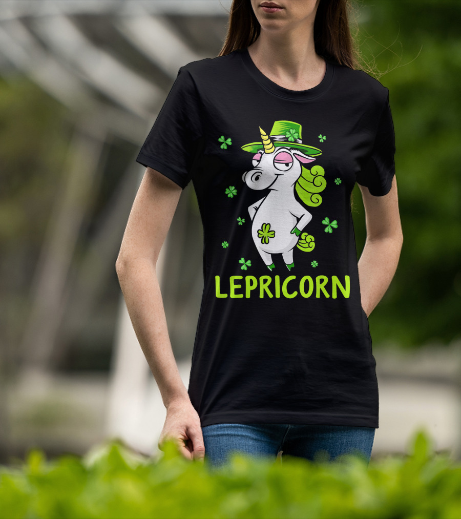 Lepricorn Leprechaun Unicorn St Pat Clover Hat T-Shirt