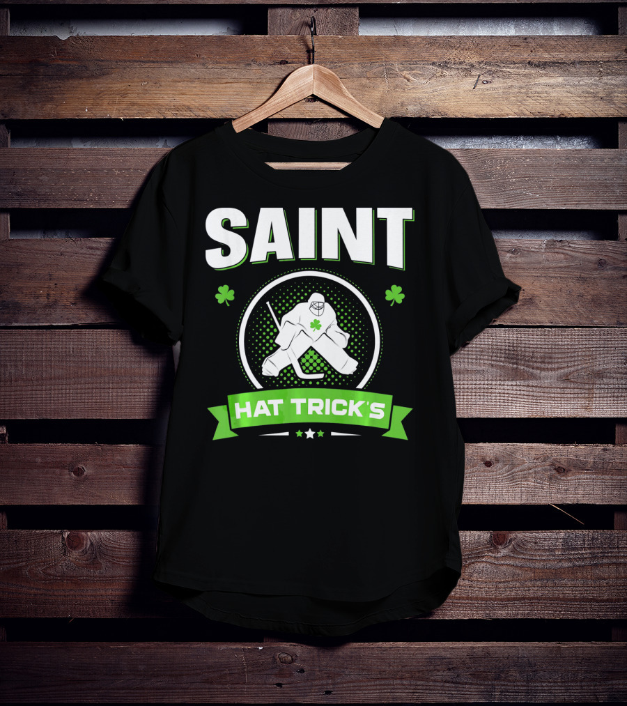 SAINT HAT TRICK'S Hockey Shamrock Irish St Patricks T-Shirt