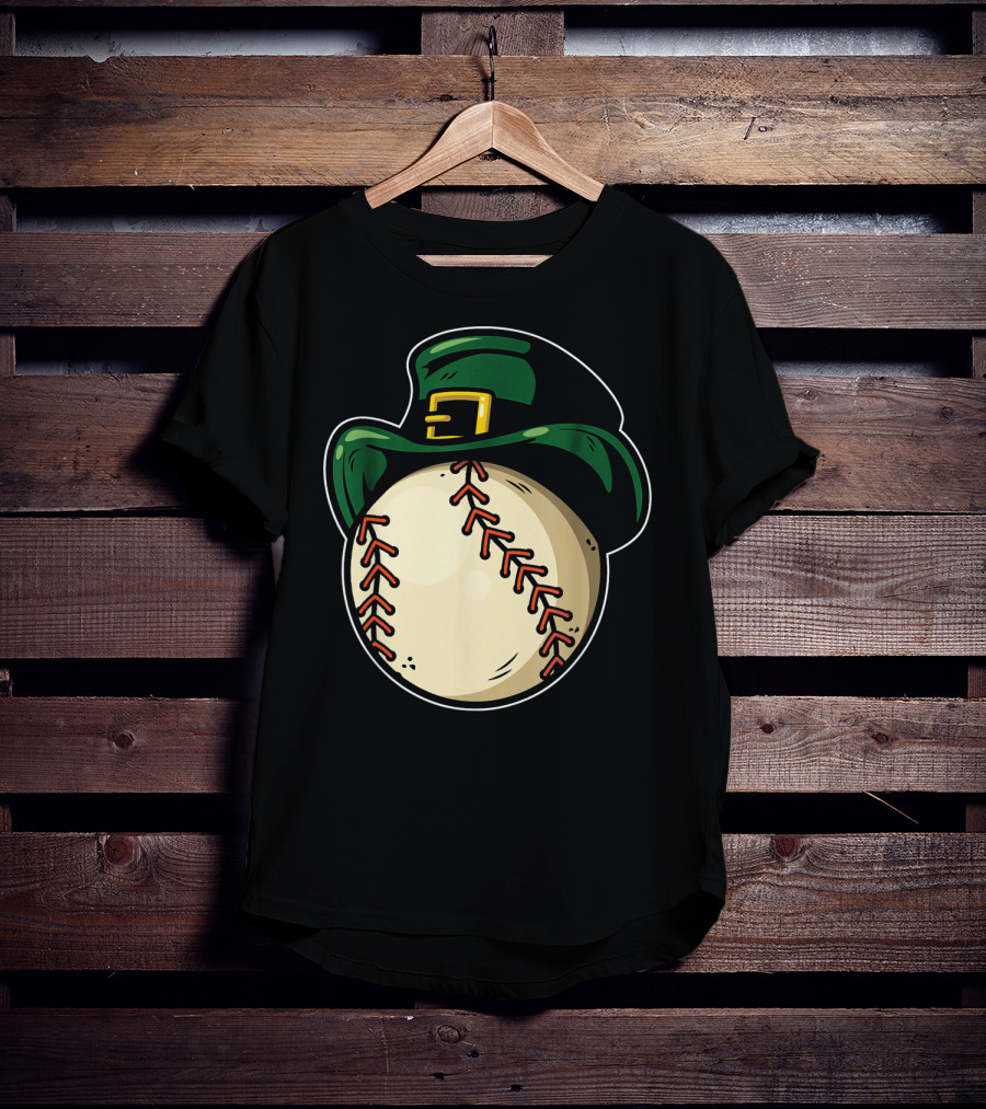 St Patricks Day Baseball With Green Hat Patric T-Shirt