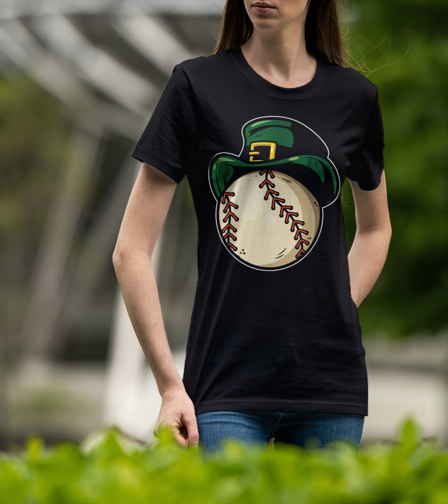 St Patricks Day Baseball With Green Hat Patric T-Shirt