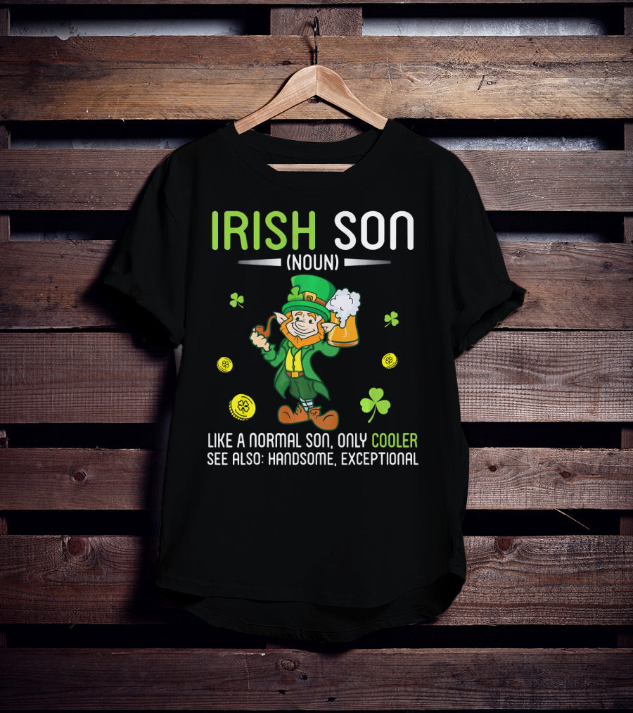 Irish Son Noun Leprechaun Drink Beer Like A Normal Son Only Cooler See Also Handsome Exceptional T-Shirt