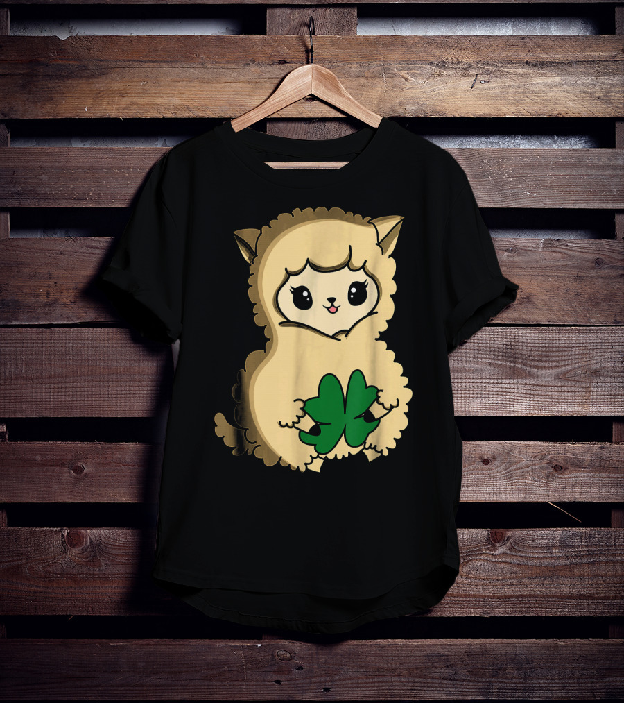 Cute Funny Irish Clover Llama For St. Patrick's Day T-Shirt