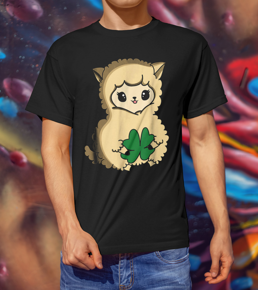 Cute Funny Irish Clover Llama For St. Patrick's Day T-Shirt