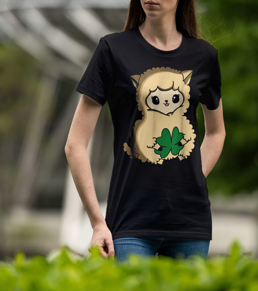 Cute Funny Irish Clover Llama For St. Patrick's Day T-Shirt