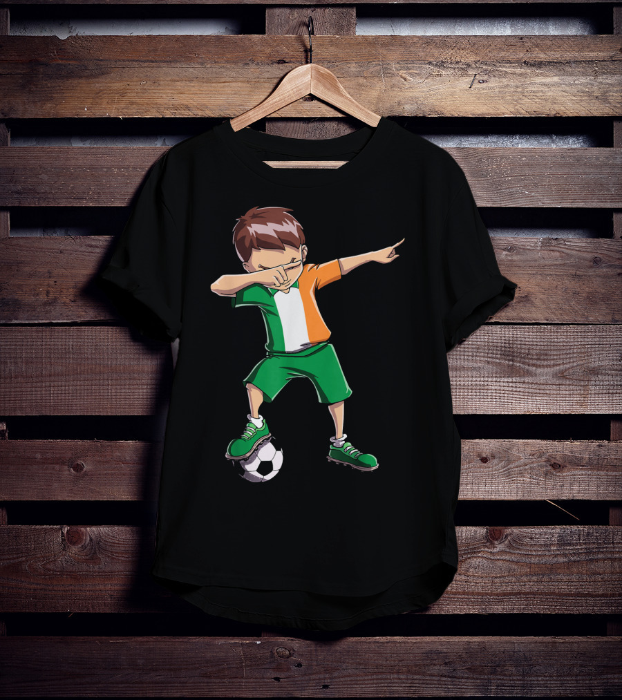 Ireland Soccer Dabbing Boy Football Player T-Shirt