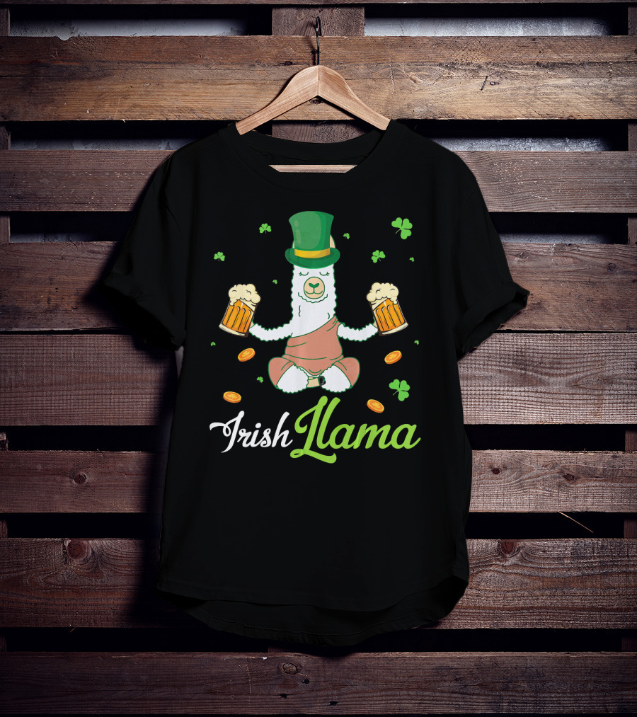 Irish Llama Leprechaun Drink Beer Shamrocks Go T-Shirt
