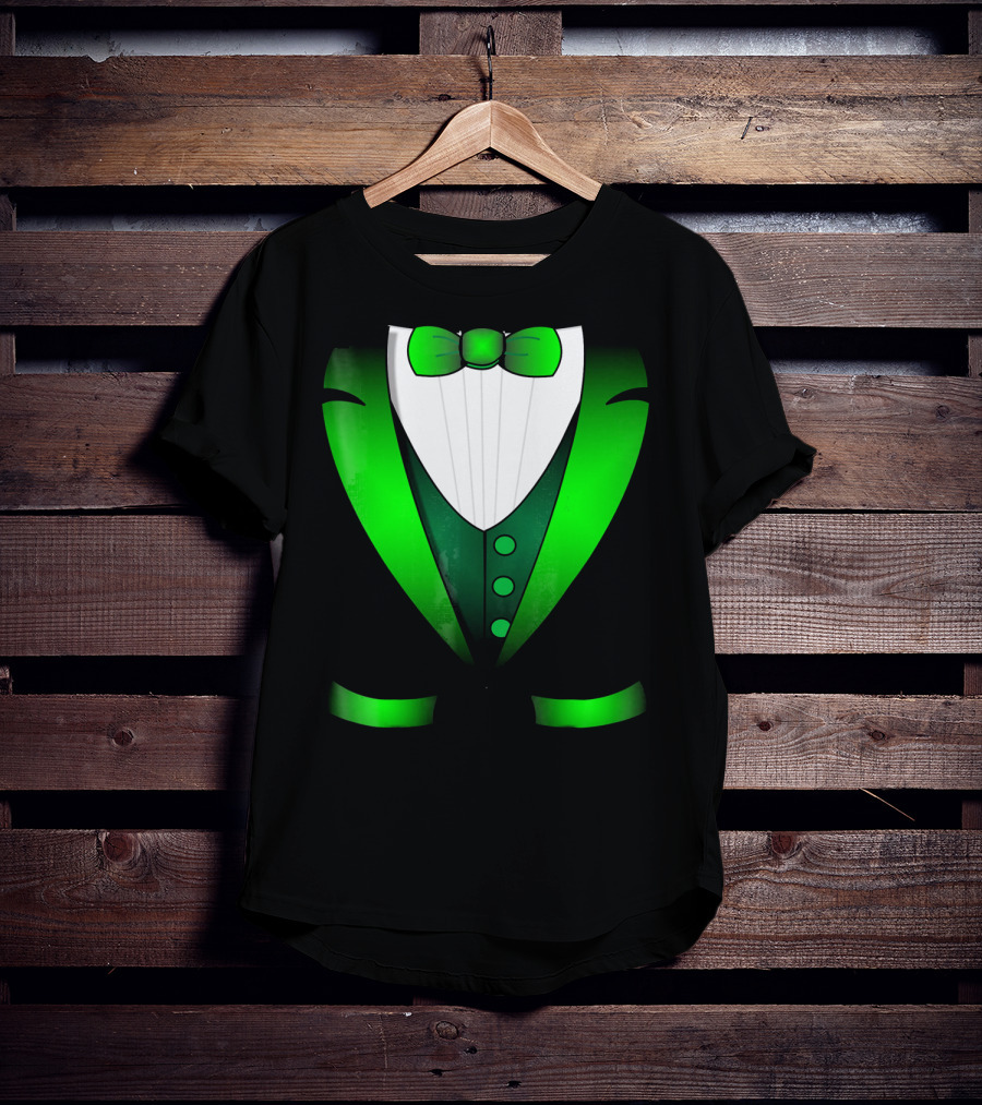 Irish St Patricks Day Leprechaun Green Tuxedo Bowtie T-Shirt