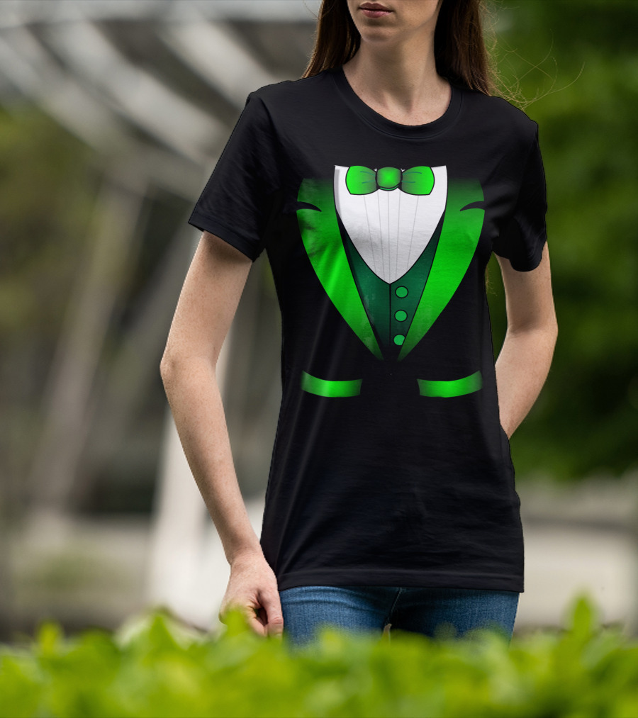 Irish St Patricks Day Leprechaun Green Tuxedo Bowtie T-Shirt