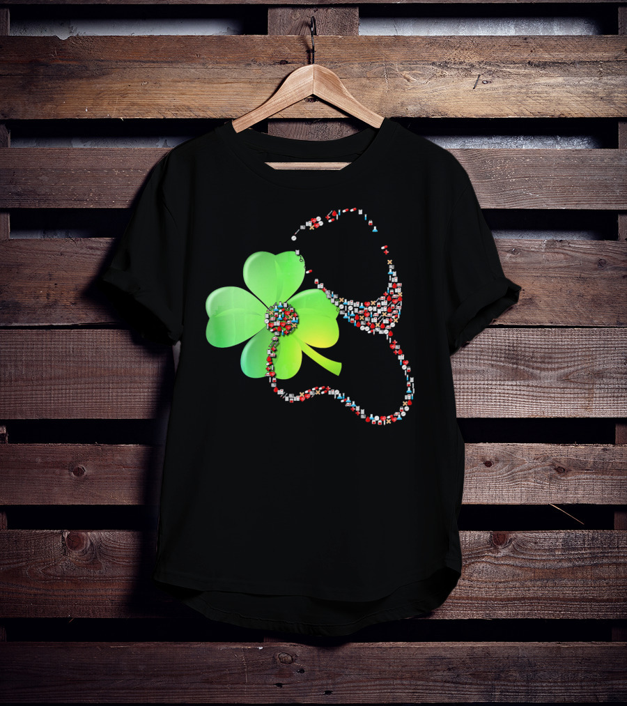 Shamrock Saint Patrick's Day Nurse Stethoscope Emoji Icons T-Shirt