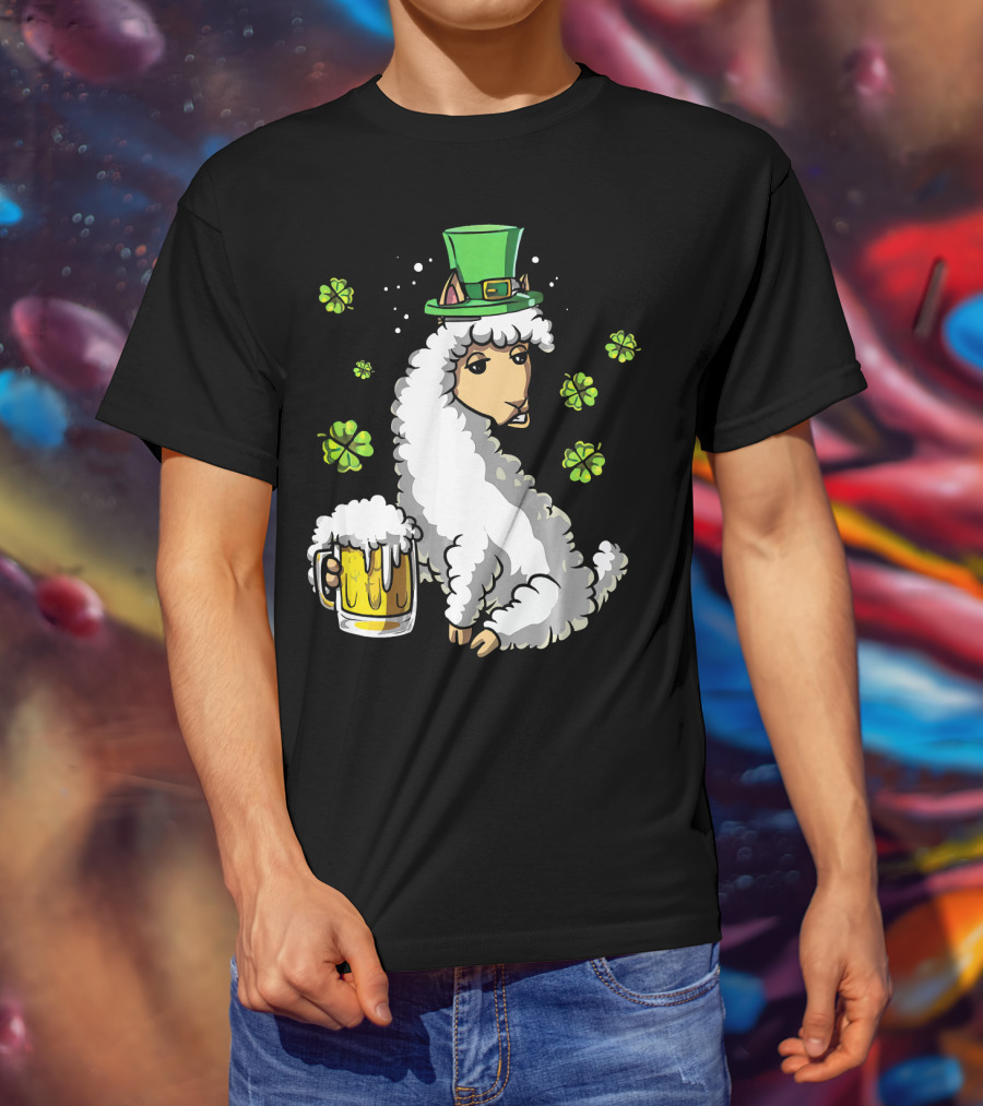 Leprechaun Sheep With Beer And Shamrocks T-Shirt