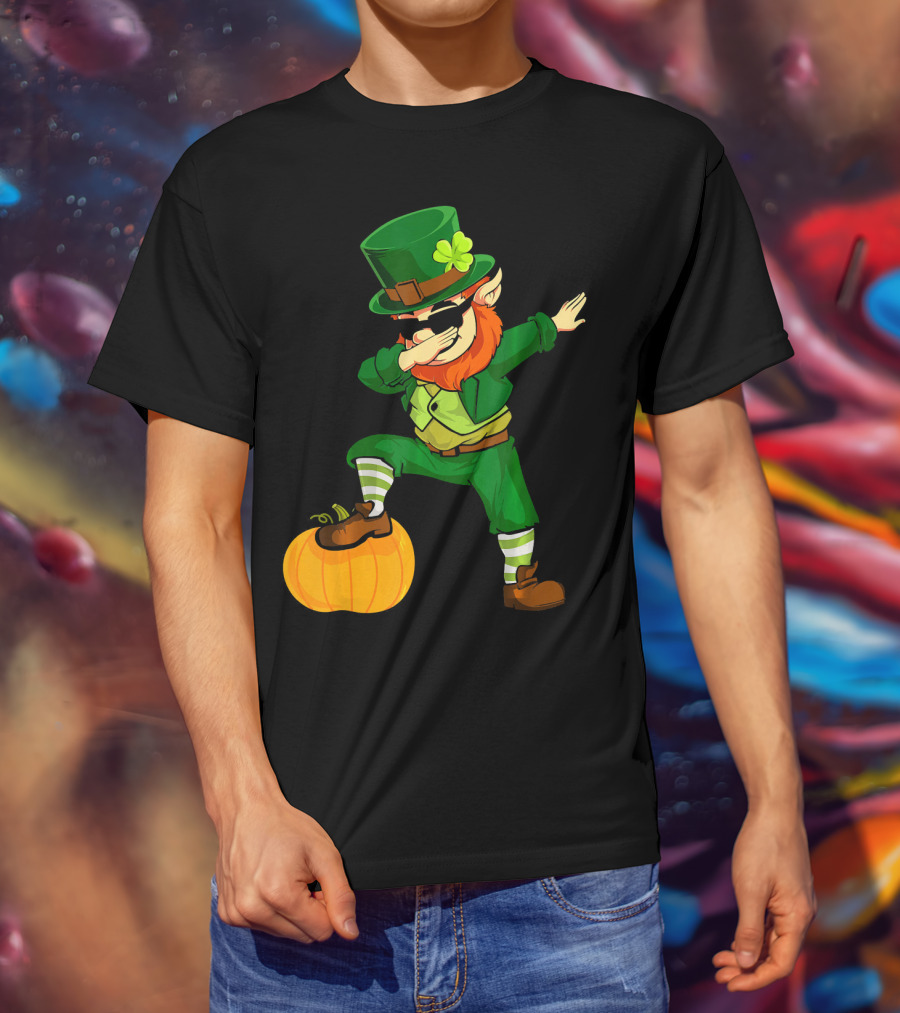 Thanksgiving Leprechaun Dabbing With Pumpkin T-Shirt