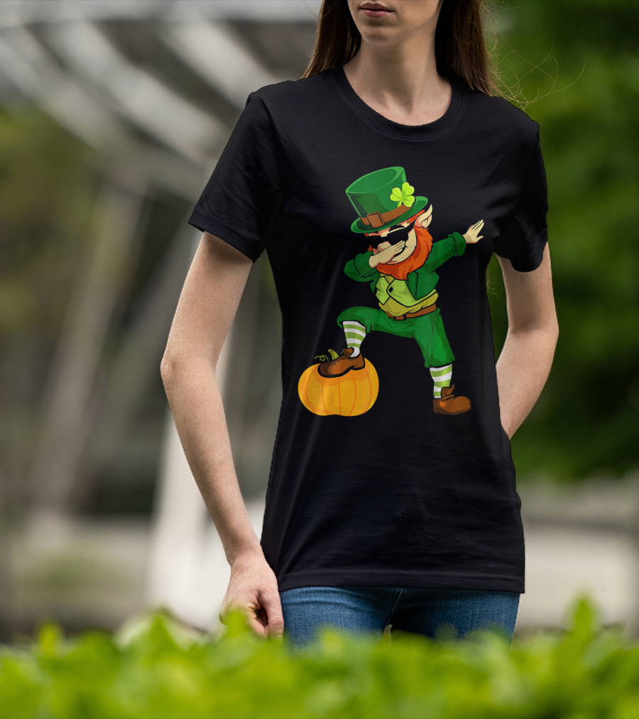 Thanksgiving Leprechaun Dabbing With Pumpkin T-Shirt