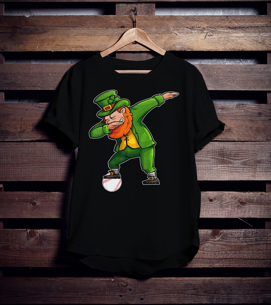 Dabbing Leprechaun On Baseball St Patricks T-Shirt