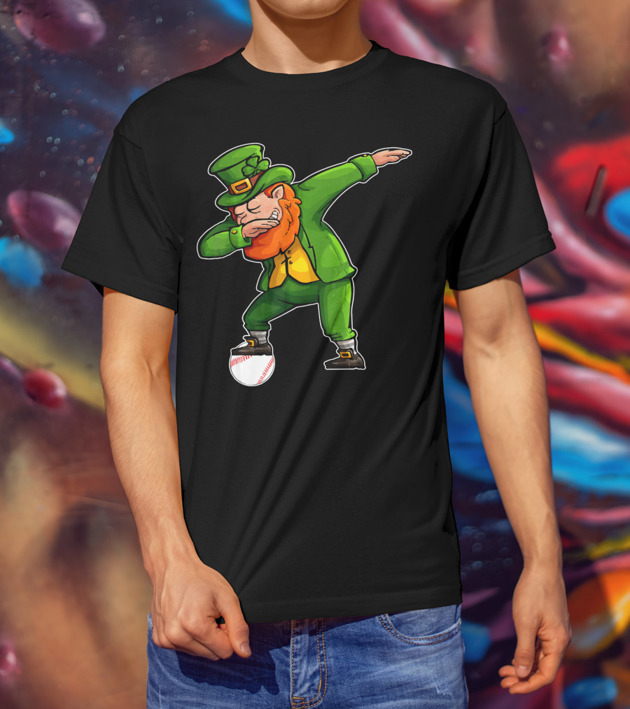Dabbing Leprechaun On Baseball St Patricks T-Shirt