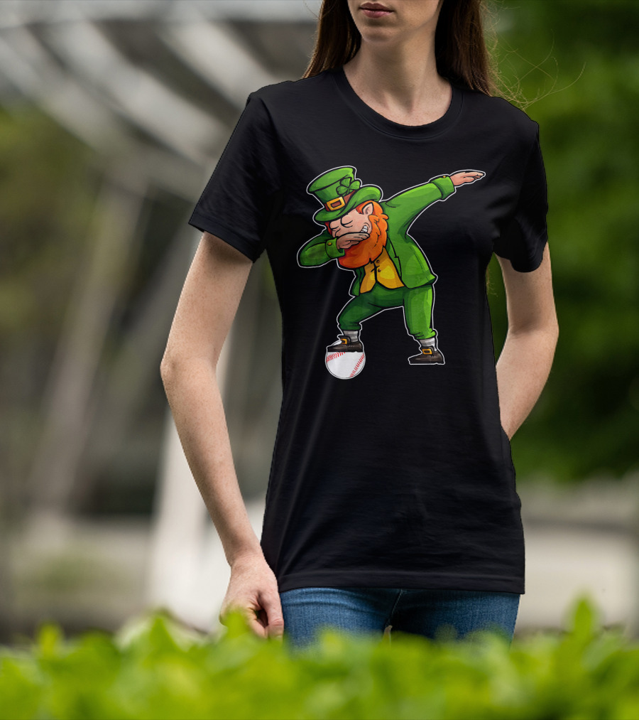 Dabbing Leprechaun On Baseball St Patricks T-Shirt