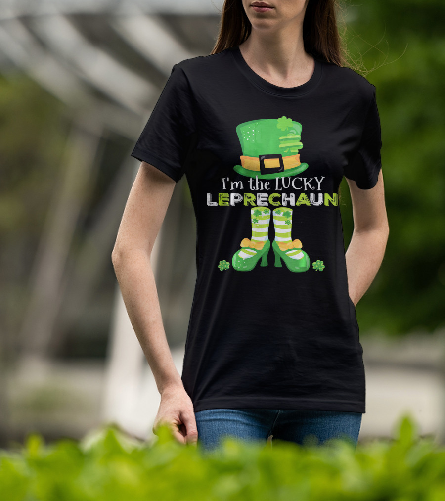 I'm The Lucky Leprechaun Green Hat And Shoes With Clovers T-Shirt
