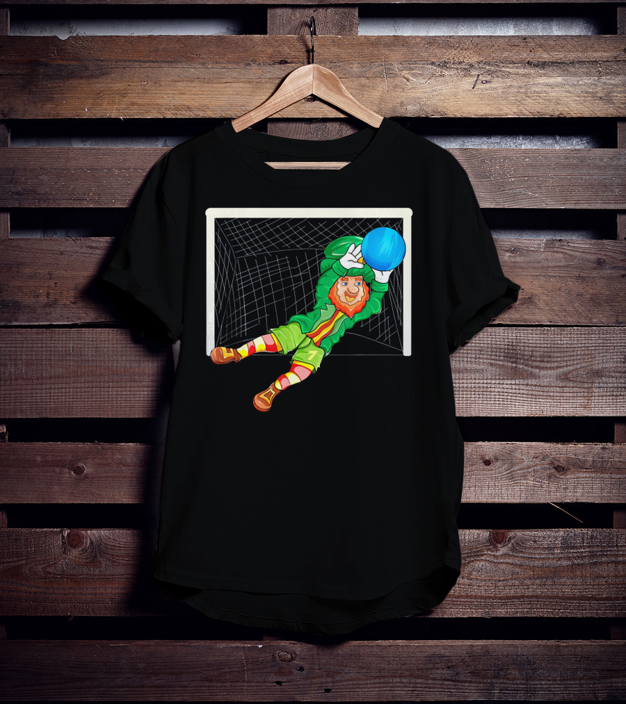 Football Soccer Keeper Leprechaun St Patrick's Goal Save T-Shirt