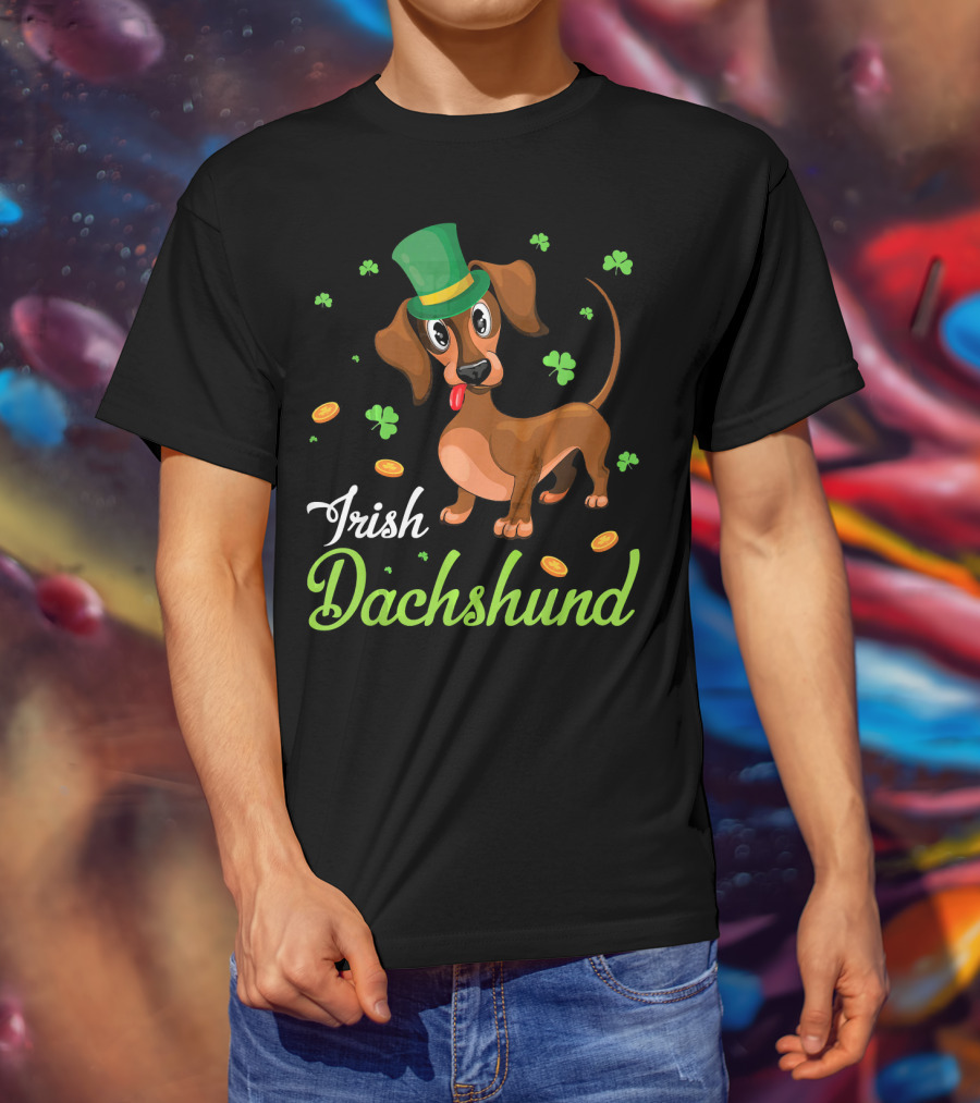Irish Dachshund With Shamrocks And Coins T-Shirt