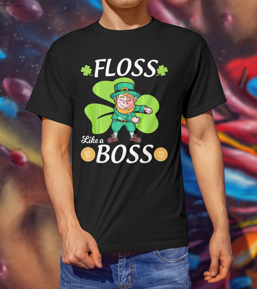 Floss Like A Boss Leprechaun Shamrock Coins T-Shirt